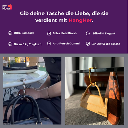 HangHer® – Für saubere Taschen und stilvolle Auftritte